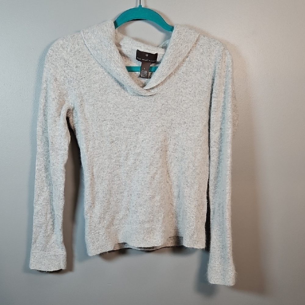 Fenn Wright Manson Light Gray Cowl Neck Sweater Wool Angora